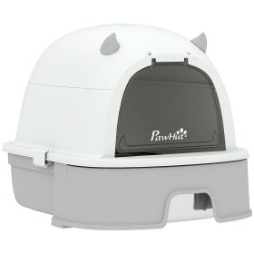 Stainless Steel Cat Litter Box Easy to Clean Kitty Litter Box with Slide-Out Tray Large Gray