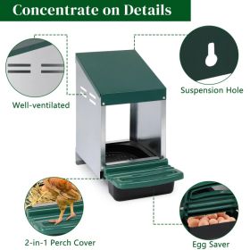 Single Roll Out Chicken Nesting Box with Plastic Basket, Egg Nest Box Chicken Laying Box Hens Chicken Coop Box, Green (Option: default title)